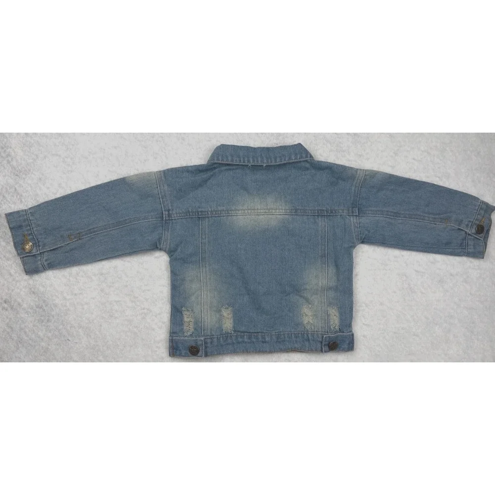 IBTOM CASTLE Baby Girls 6/12M (80) Distressed‎ Denim Light Wash Jacket NWT